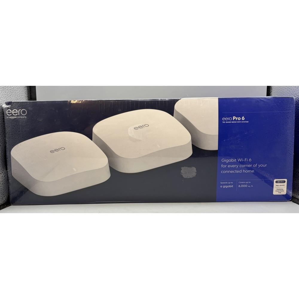 eero Pro 6 Tri-Band Wi-Fi 6 Mesh System White 3-Pack - Sealed
